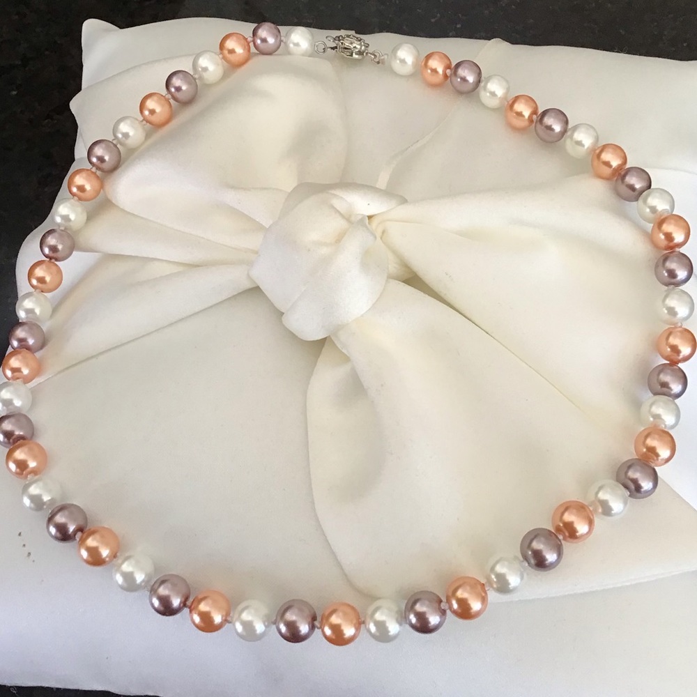 Multi Color Shell Pearl necklace earrings set